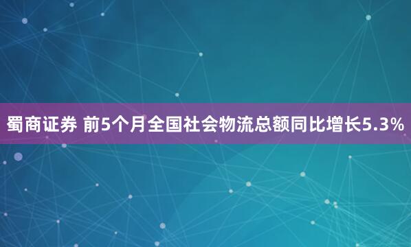 蜀商证券 前5个月全国社会物流总额同比增长5.3%