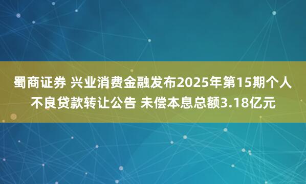 蜀商证券 兴业消费金融发布2025年第15期个人不良贷款转让公告 未偿本息总额3.18亿元